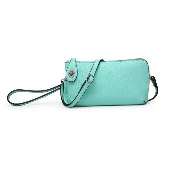 Jen & Co Handbags - Turquoise Blue Crossbody/Wristlet/Clutch w/ Twist Lock Closure